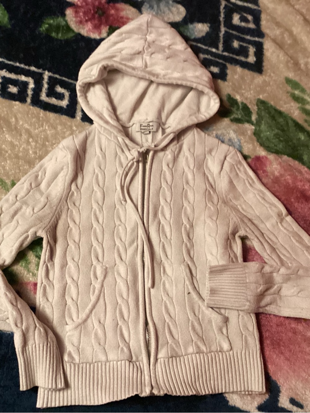 Cable Knit Hooded Zip Sweater